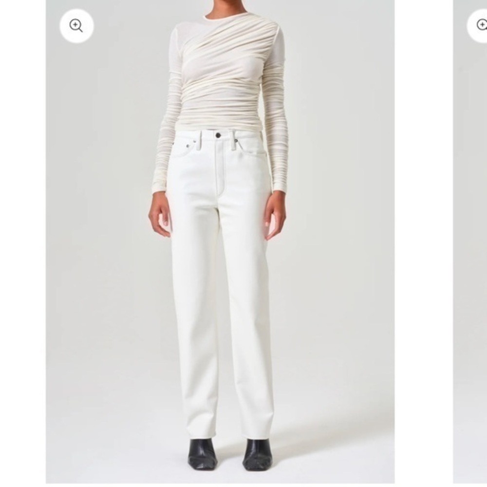 NEW Agolde Pant Recycled Leather 90s Pinch High Waist Straight Leg Lace White 26
